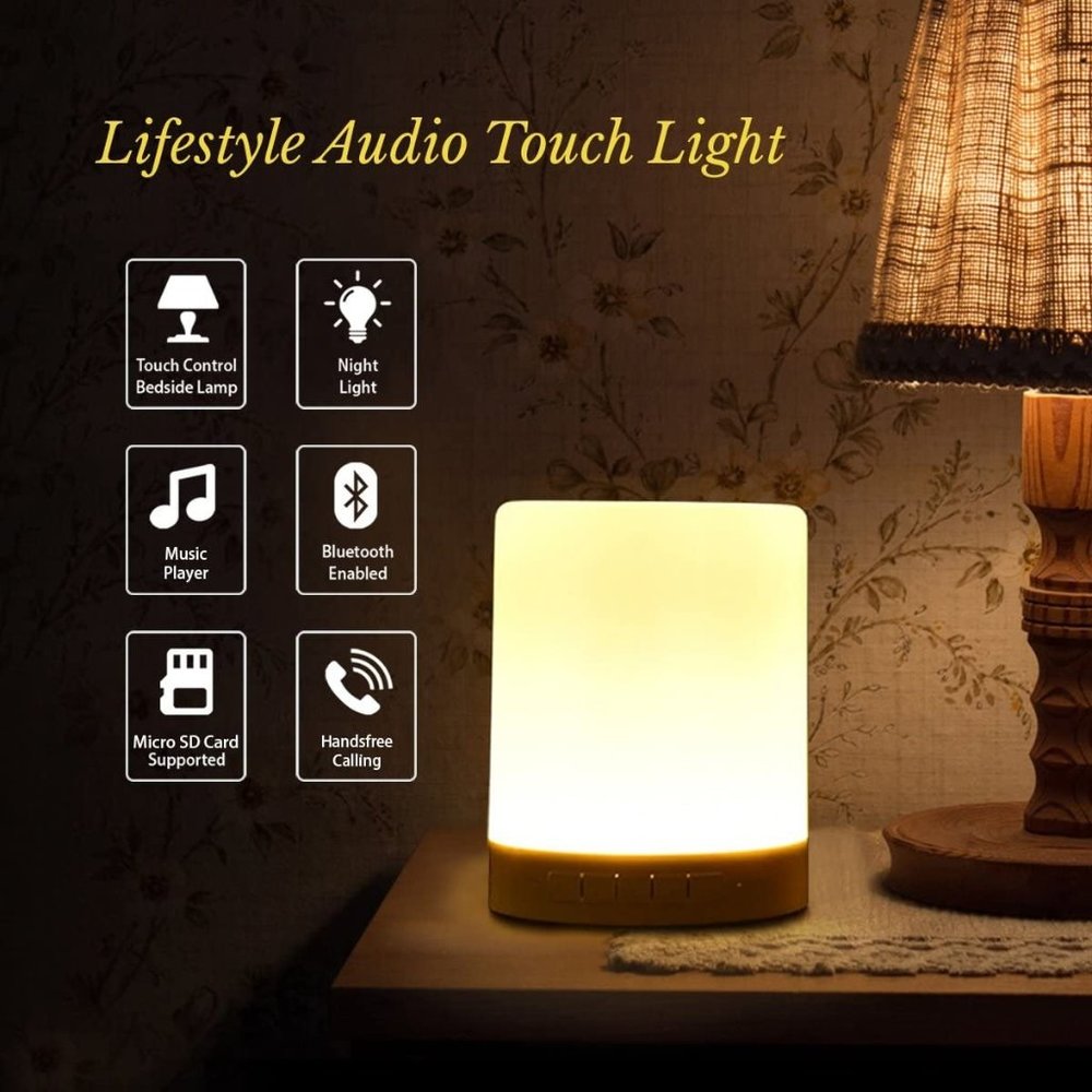 Set of 2 Bluetooth Speaker Night Light Portable Wireless Bluetooth Speakers Touc - Picture 1 of 8